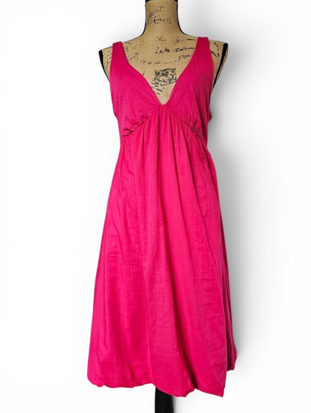 Velvet By Graham & Spencer Chic Hot Pink V-Neck Empire Waist Tie Belt, Size M